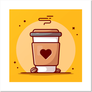 Coffee Cup Cartoon Vector Icon Illustration Posters and Art